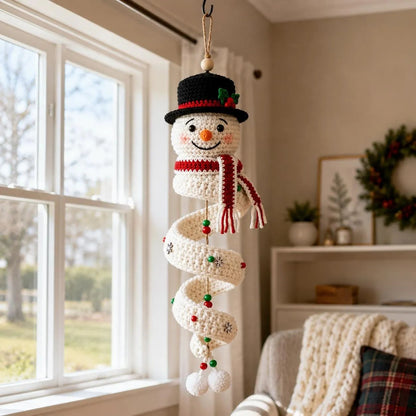 ☃️ Crochet Snowman Spiral Ornament DIY Kit | Complete Beginner-Friendly Set with Soft Yarn, Crochet Hook, Festive Beads, Snowflakes & Step-by-Step Guide 🧶🎄✨