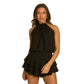🎉2026 Hot Sale 49% OFF💃🌿Women's Sleeveless Fashion Textured Halter Neck Tiered Short Dress