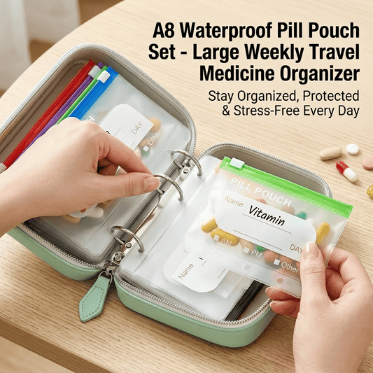 ⏳Limited-time 50% off⏰ Waterproof Pill Pouch Set – 14-Day Reusable Pocket Pharmacy 🌈  Perfect for Vitamins, Fish Oils & Medication | Zippered, Leak-Proof & Travel-Friendly ✈️ | Includes Colour-Coded Labels for Easy Organisation 🇬🇧