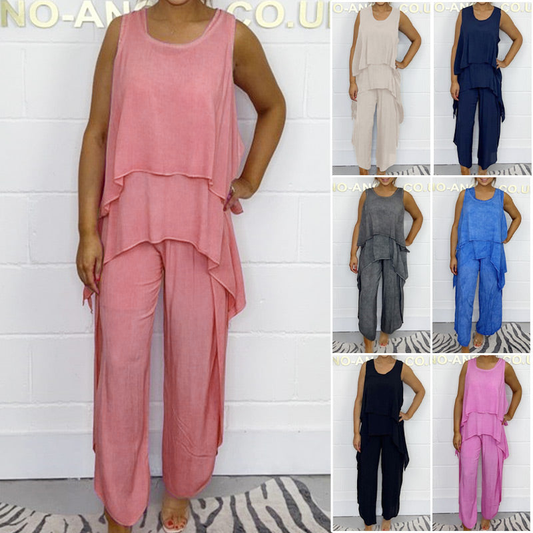 💕HOT SALE 49% OFF🌷Casual Sleeveless Loose Top and Pants Suit