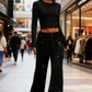 💖LAST DAY SALE 50% OFF🥰Women's Sequin Sparkle Wide Leg Pants with Elastic Waistband