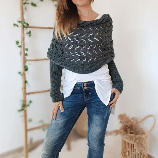 💝Gift Idea Hot sale 49% OFF🔥Women’s Knitted Cut-Out Shawl Poncho Wrap