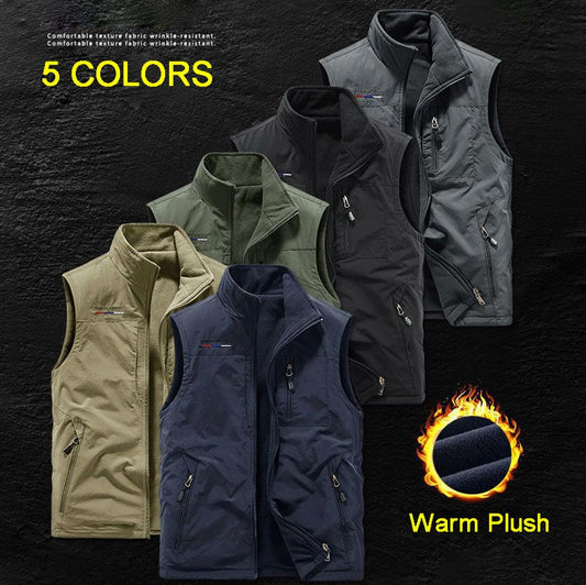 🎁Hot Sale 50% OFF⏳Men's Stand Collar Plush-lined Reversible Vest