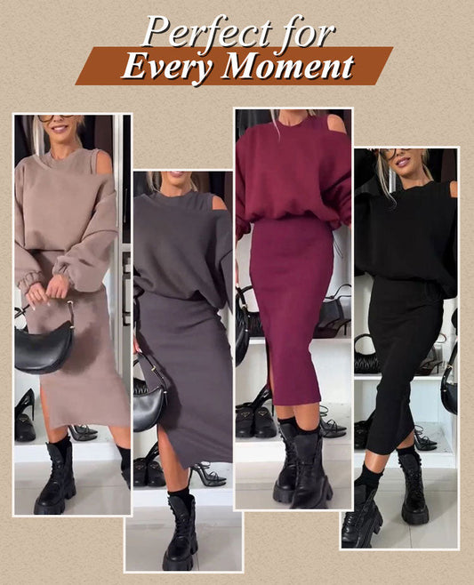 ❄️Early Winter Discount-49% OFF💃Women's Sweatshirt & Sleeveless Dress 2-Piece Set