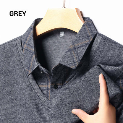 🔥HOT SALE-👔Men's Fake Two Piece Lapel Long-Sleeve Tops