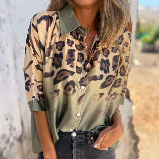 🎉Happy New Year! 50% OFF 🛍️Women's Leopard Print Button Down Shirt