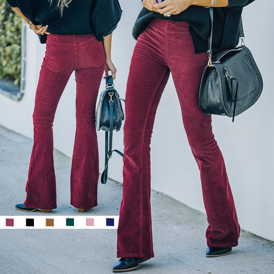 🔥2025 New Arrivals✨High Waist Slim Micro Corduroy Elastic Waist Lounge Pants