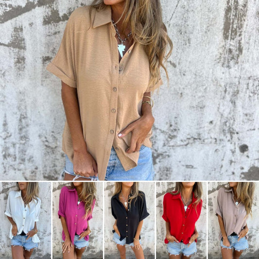 🌸HOT SALE -49%OFF🌸 Women's Casual Solid Color Loose Fit Shirt