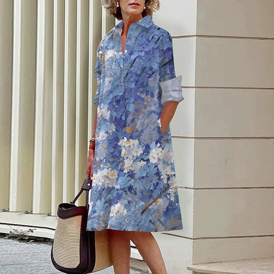 🔥 Hot Sale 50%✨Women's Elegant Floral Print Shirt Dress