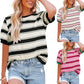 💕HOT SALE 50% OFF👕Women's Casual Striped Color Block T-Shirt👕