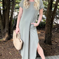 🔥HOT SALE 50% OFF🔥Women's Casual Loose Short Sleeve Pocket Split Maxi Dress