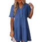 🔥2026 Summer Hot Sale 70% OFF💐Women's V Neck Ruffle Casual A-Line Flowy Swing Shift Dress