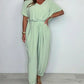 🔥Hot Sale 49% OFF💥Women's V-Neck Solid Color Loose Waisted Jumpsuit
