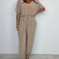 🔥Hot Sale 49% OFF💥Women's V-Neck Solid Color Loose Waisted Jumpsuit