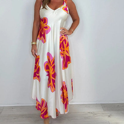 🌸Limited Sale 50% OFF🌸Women's Strap Printed V-neck Maxi Dress