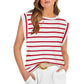 💖Last Day 50% OFF💖Women's Basic Fashion Casual Striped Sleeveless Vest T-Shirt