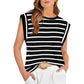💖Last Day 50% OFF💖Women's Basic Fashion Casual Striped Sleeveless Vest T-Shirt