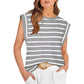 💖Last Day 50% OFF💖Women's Basic Fashion Casual Striped Sleeveless Vest T-Shirt