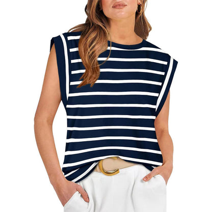 💖Last Day 50% OFF💖Women's Basic Fashion Casual Striped Sleeveless Vest T-Shirt