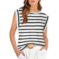 💖Last Day 50% OFF💖Women's Basic Fashion Casual Striped Sleeveless Vest T-Shirt