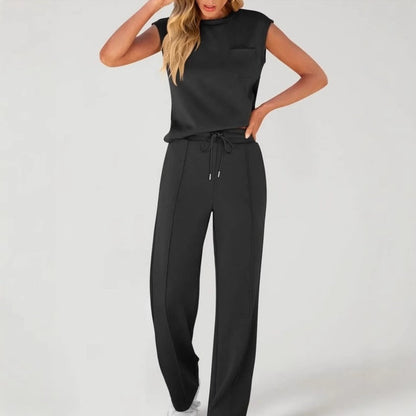💖 Women's Casual Sleeveless Top and Drawstring Pants 2-Piece Set
