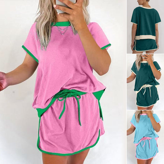 ⏰HOT SALE 50% OFF🔥Women's Casual Short Sleeve Top & Skirt Two Piece Set