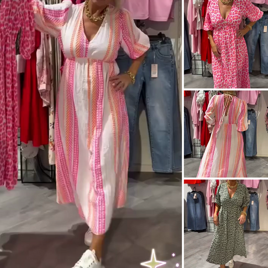 💐Spring Sale-60% OFF🩷Women's V-Neck Printed Dress