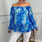 🌸 Trendy 2025 Print Blouse 🌸 One-Shoulder Chiffon Top - Women's Long Sleeves, Lightweight Fabric & Flattering Fit | Easy to Pair with Jeans or Skirts