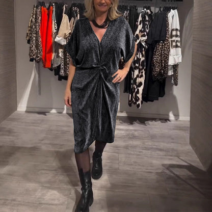 🎁2025 Big Sale🎁💥Women's Stylish V-Neck Glitter Midi Dress