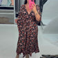 💜Time-limited Special 60%OFF⏰V-neck Printed Maxi Dress with 3/4 Sleeves