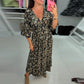 💜Time-limited Special 60%OFF⏰V-neck Printed Maxi Dress with 3/4 Sleeves