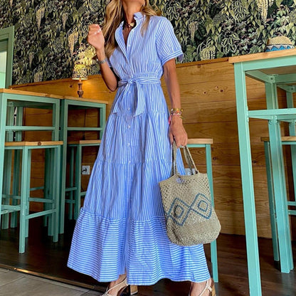 💕2025 Hot Sale 50% OFF🔥Women's Striped Short Sleeve Dress