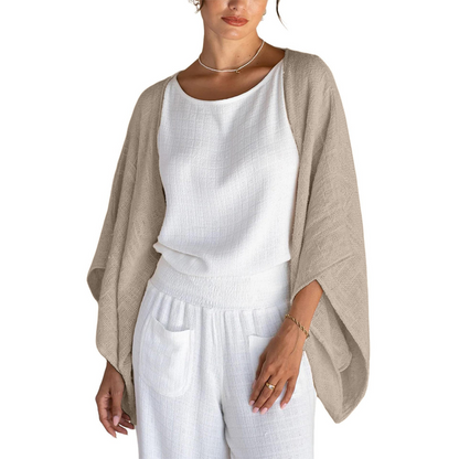 💖 Special Price £15.99🔥Last 3 Hours!!💝Women's Linen Cardigan 3/4 Sleeve Open Front Loose Cover Ups Lightweight Shrug