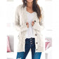 💐Autumn Big Sale-50% Off💕Women's Fall Casual Long Sleeve Button Down Open Front Cable Knit Cardigan