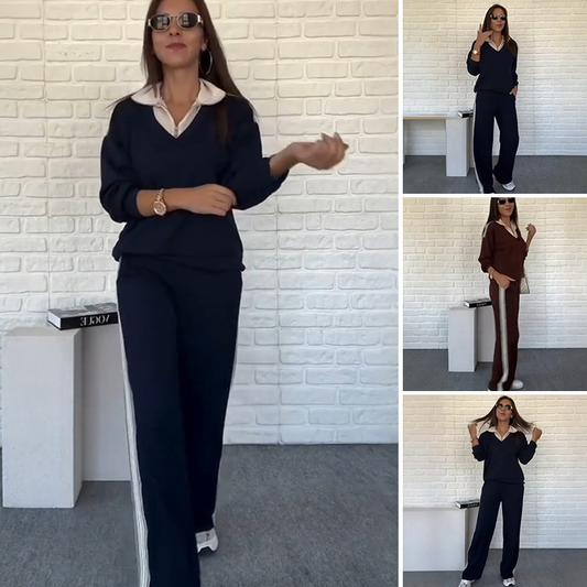 💫 Flash Sale: Save 60% Now🍂 Women's Long Sleeve Lapel Top & Pants Set – Perfect for Both Work and Leisure