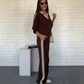 💫 Flash Sale: Save 60% Now🍂 Women's Long Sleeve Lapel Top & Pants Set – Perfect for Both Work and Leisure