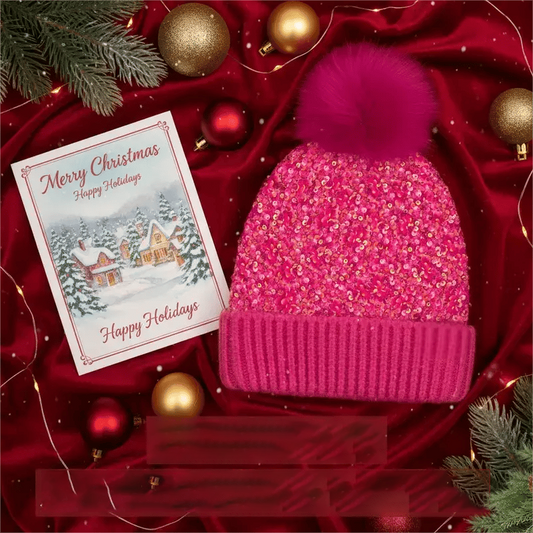 🎁Year-End Sale 70% OFF⚡50K+ SOLD!✨Winter Sparkly Sequin Pom Beanie
