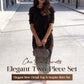 Elegant Bow-Detail Top & Sequin Skirt Set