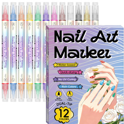 🥳2026 HOT SALE £9.99!!💞50K+ SOLD!✨💅🖌️Dual‑Tip Nail Art Pens