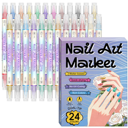 🥳2026 HOT SALE £9.99!!💞50K+ SOLD!✨💅🖌️Dual‑Tip Nail Art Pens