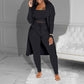 ⏳Limited-time 50% off⏰Casual 3-Piece Knit Set – Cropped Top, Long Cardigan & Fitted Pants🧥👚👖