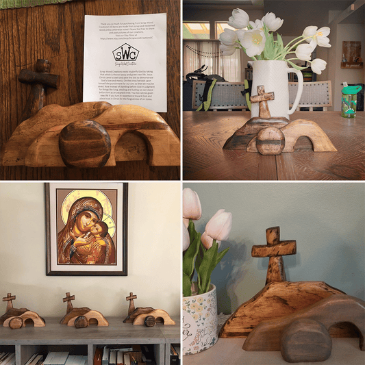 🐣 Wooden Easter tableau – 50% discount, unique & religious! ✝️✨