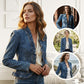 ⏳Limited-time 70% off⏰Women's Ruffle Trim Open-Front Denim Jacket🧥