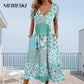 🌊SUMMER HOT SALE £13.99!!👙Women's V-neck dresses with short sleeves in patterned designs