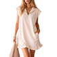 🌸HOT SALE 49% OFF🌸Women's Sleeveless Half-Zip Ruffle Hem Dress
