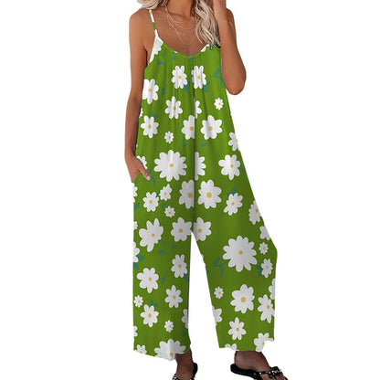 ✨Summer Hot Sale - ONLY ￡11.99!! ⏰Women's Floral Print Wide Leg Jumpsuit 💐