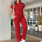 ⏰🔥LIMITED TIME 70% OFF!🔥Women's Casual Short Sleeve Top & Wide Leg Pants Set