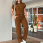 ⏰🔥LIMITED TIME 70% OFF!🔥Women's Casual Short Sleeve Top & Wide Leg Pants Set