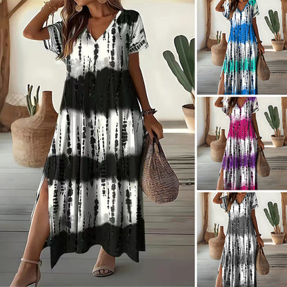 🏖️🌸Summer Hot Sale 60% OFF💃Women’s Casual V-Neck Gradient Dress