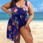 🧡Summer Hot Sale 50% OFF!!⚡Women's Floral Print One Piece Swim Dress